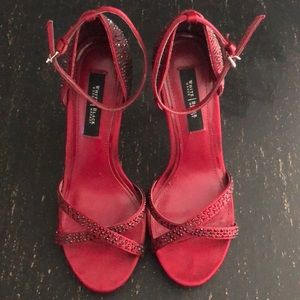 Jeweled ankle strap heels